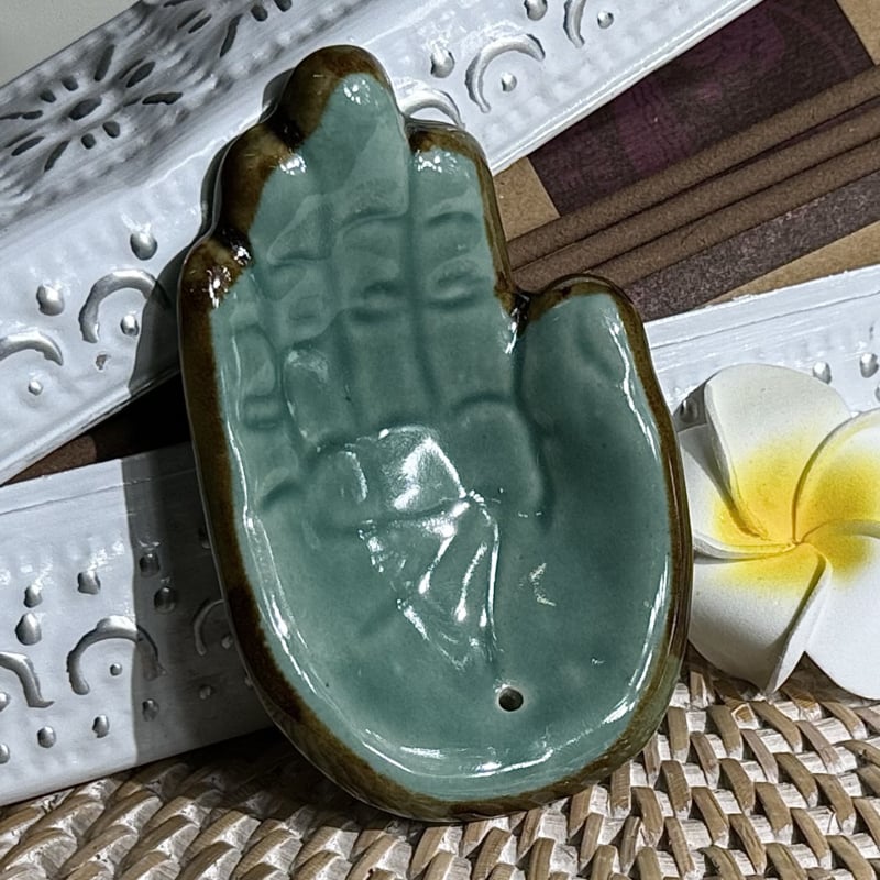 Aardewerk wierookhoudertje handje Fatima