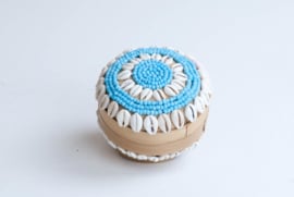 Doosje bamboe met schelpjes (diverse kleuren)