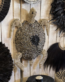 Seagrass wanddecoratie schildpad 65x75cm zwart/natural