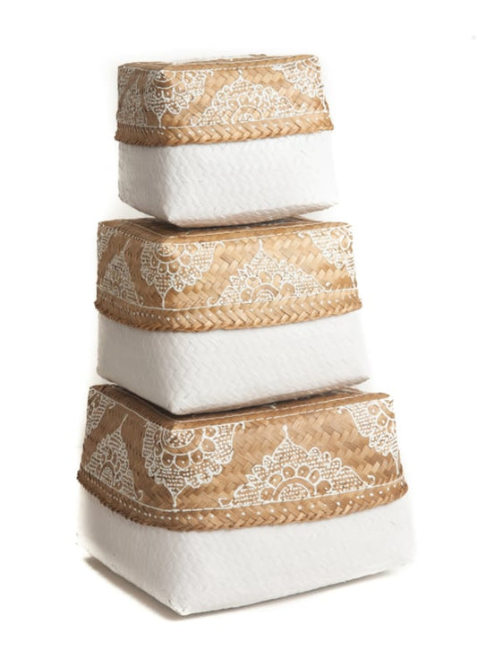 Geschenkbox weiß mit Natur (weiß lackiert)