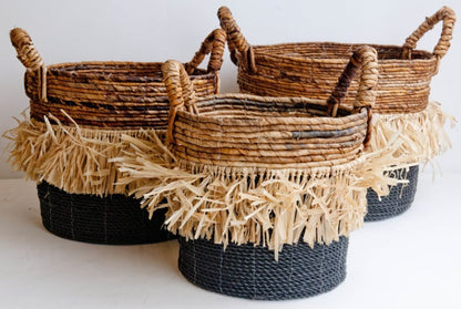 Mand seagrass raffia zwart