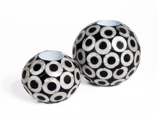 Mother of pearl tea light holder black/white
