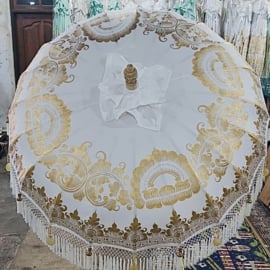 Ibiza Parasol 2 meters white/gold boho (stem in 2 parts)