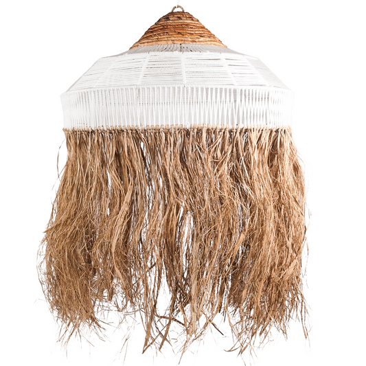 Hanglamp Gurita wit met rafifia, Ø60cm