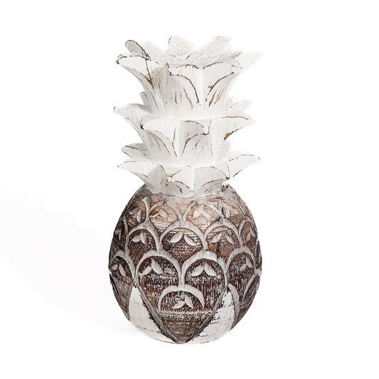 Houten ananas naturel wit