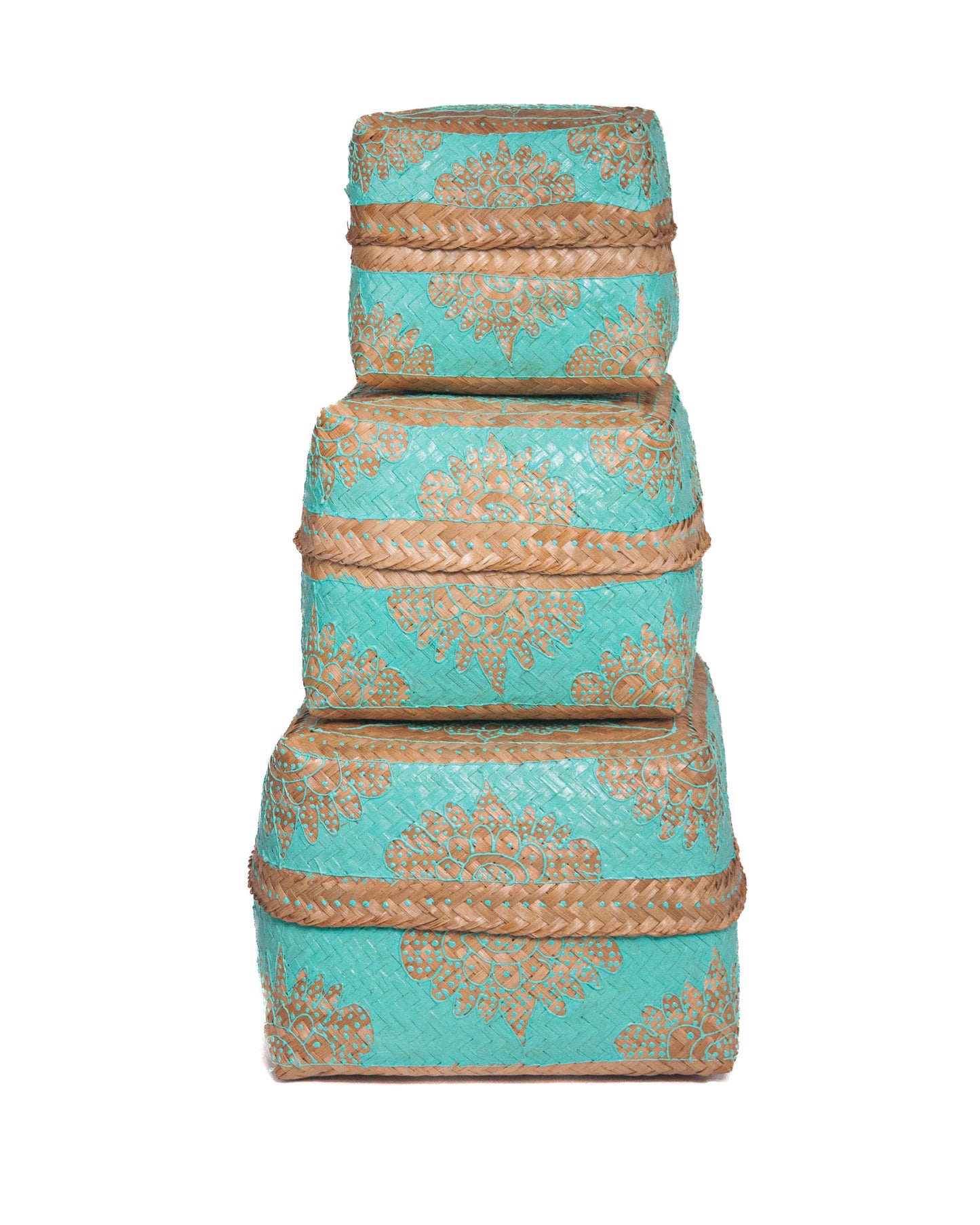 Offerdoos natural (met celeste beschilderd)