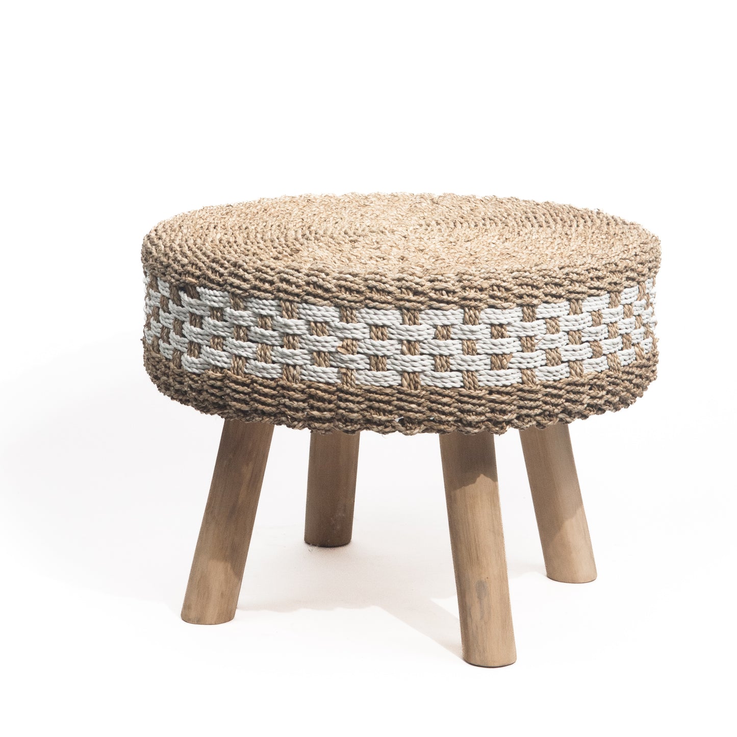 Tafeltje seagrass Ø60cm naturel/wit met hoog blad