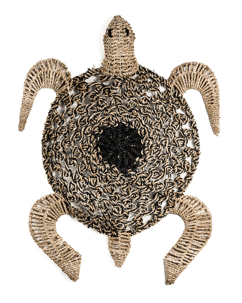 Seagrass wanddecoratie schildpad 65x75cm zwart/natural