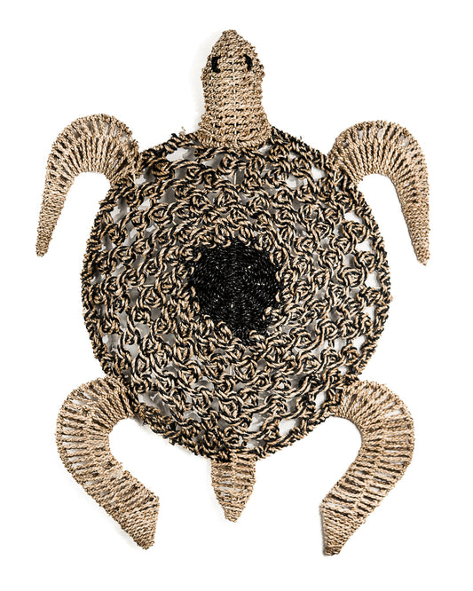Seagrass wanddecoratie schildpad 65x75cm zwart/natural
