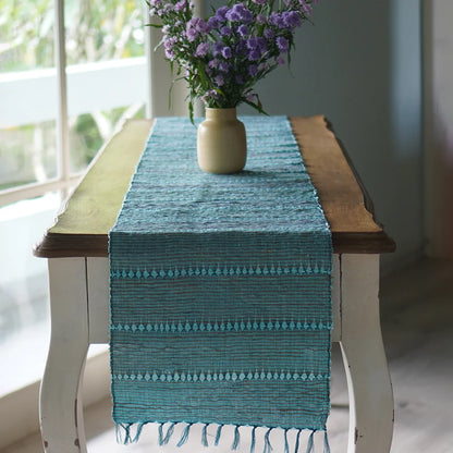 Vetiver table runner turquoise / natural 200/35cm