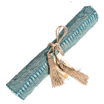 Vetiver table runner turquoise / natural 200/35cm