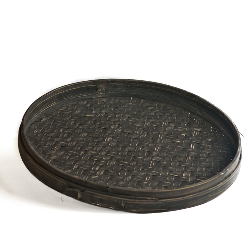 Bamboe dienblad rond zwart/natural