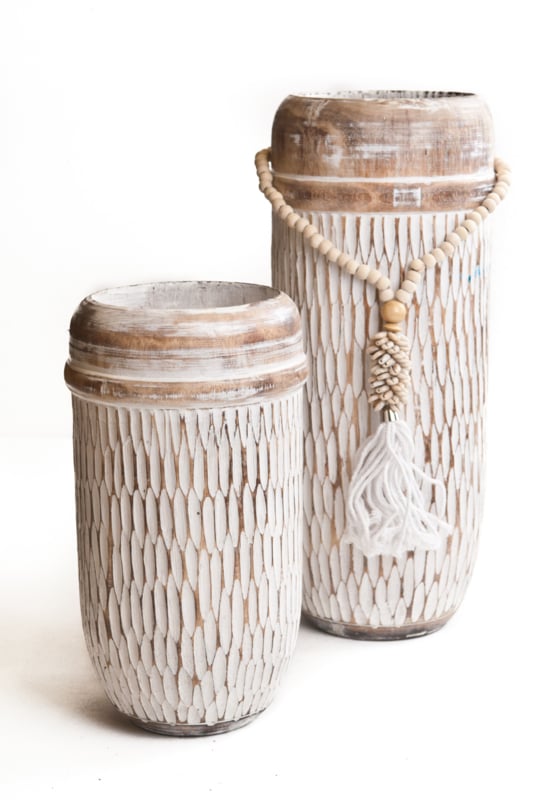 Houten vaas handgesneden 50cm hoog