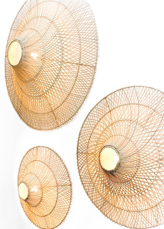 Gunung Agung platte rotan wand/plafond lamp L Ø60cm