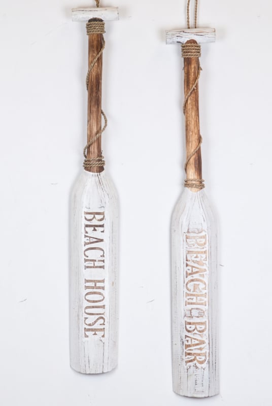 Wooden paddle Beach House / Beach Bar 100cm natural/white