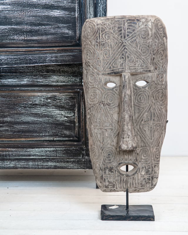 Teakhouten Timor masker op standaard