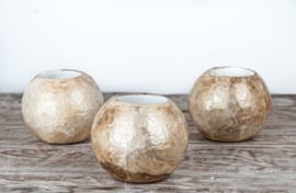 Mother of pearl tea light holder gold