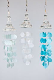 Wind chime capiz shell hat