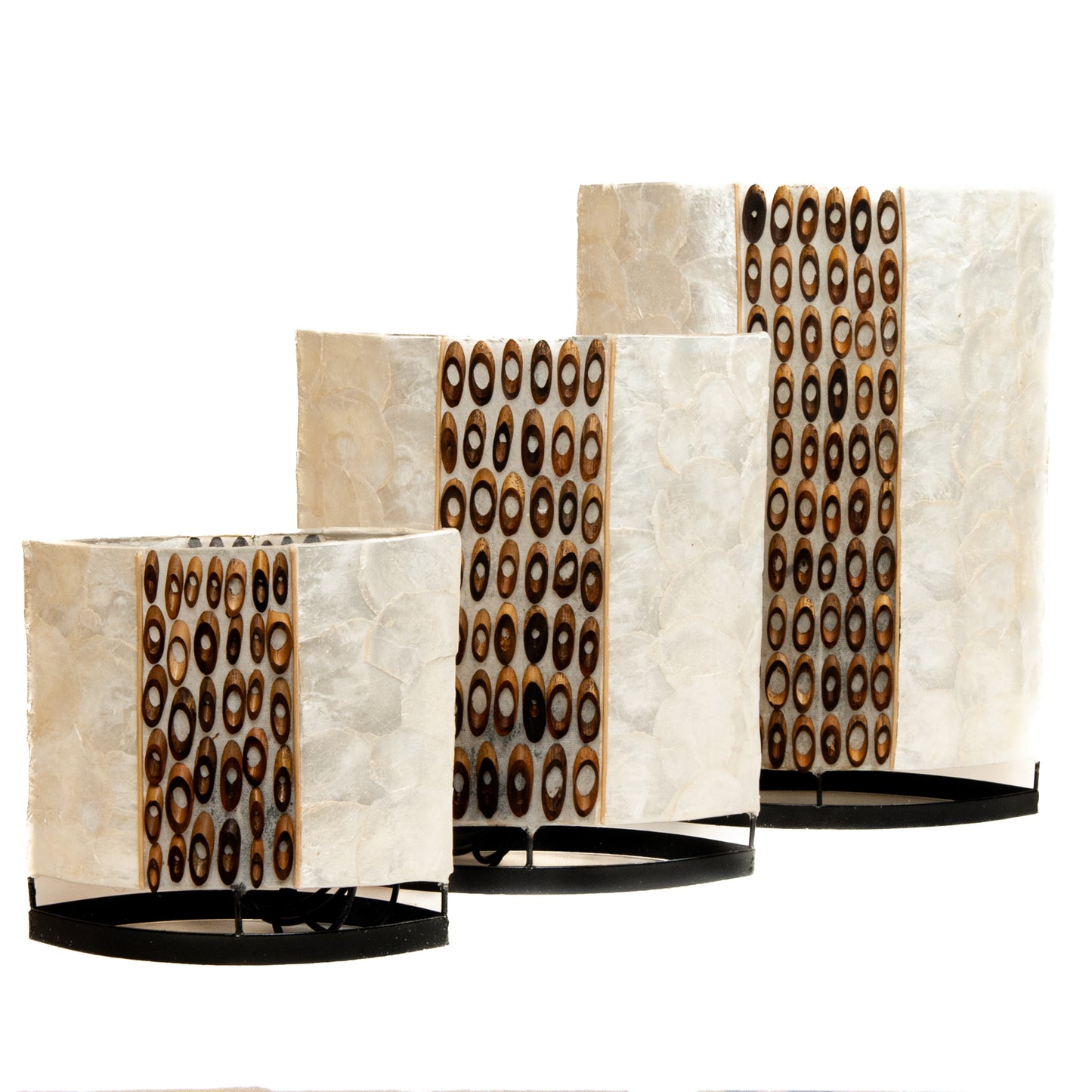 Capiz schelpen tafellamp bamboe strook