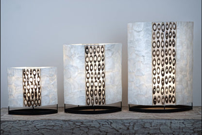 Capiz schelpen tafellamp bamboe strook