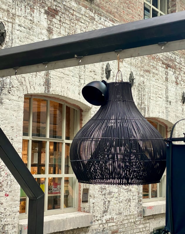 Hängelampe Bandung, 50 cm Durchmesser, schwarzes Rattan