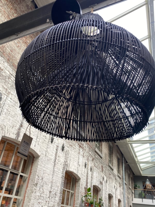 Hängelampe Bandung, 50 cm Durchmesser, schwarzes Rattan