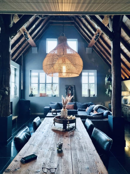 Hanglamp XXL Bandung Zwart Rotan, hoog model Ø80CM / 82CM hoog