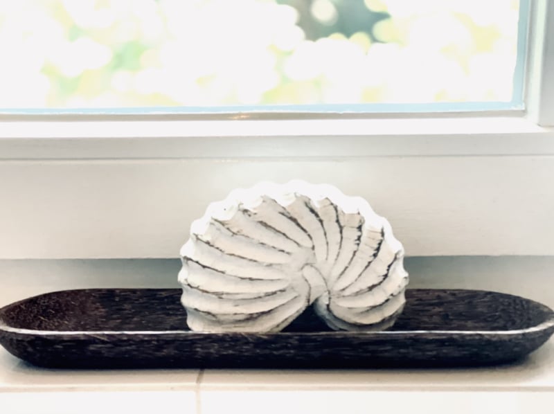 Coconut wood bowl, oblong oval, 9x30cm