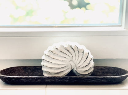 Coconut wood bowl, oblong oval, 9x30cm