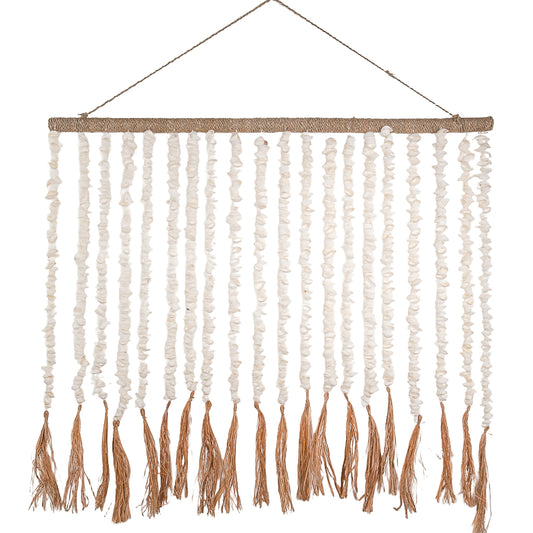 Busur hukum XL schelpen hanger met raffia kwastjes 80x90cm