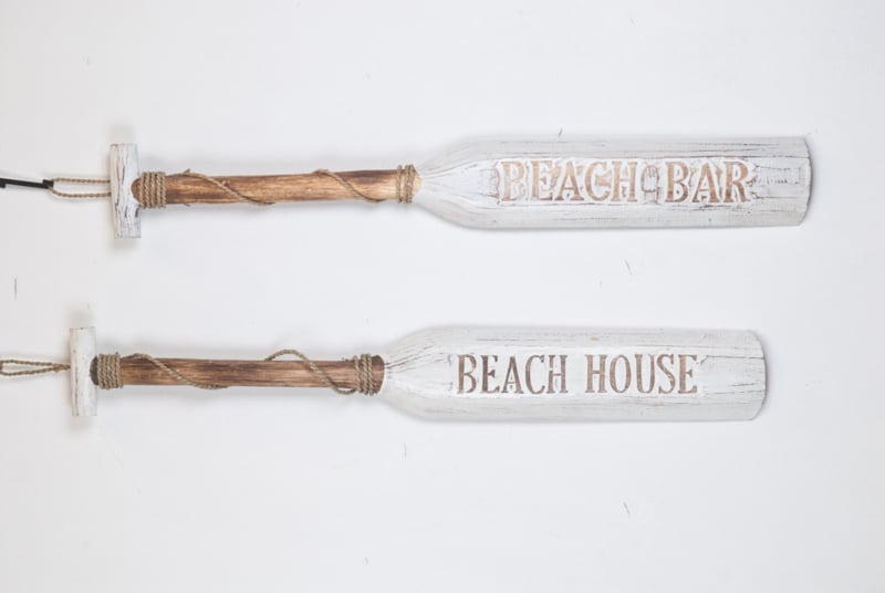 Wooden paddle Beach House / Beach Bar 100cm natural/white