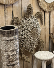 Seagrass wanddecoratie schildpad 65x75cm wit/natural