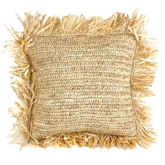 Kussen Persegi vierkant gevlochten seagrass met raffia