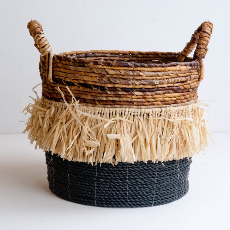 Mand seagrass raffia zwart