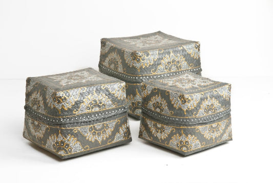 Opferbox grau (weiß und gold lackiert)