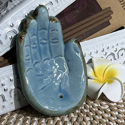 Aardewerk wierookhoudertje handje Fatima