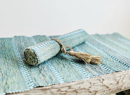 Vetiver table runner turquoise / natural 200/35cm