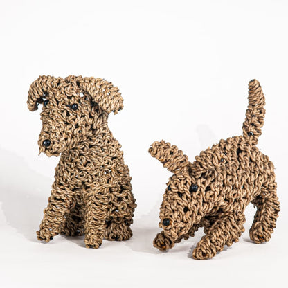 Hund aus Seil, sitzend oder liegend, mittelgroß, 30 cm