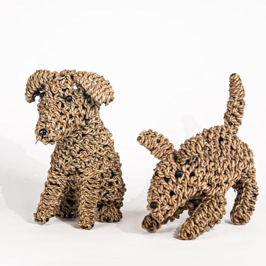 Hund aus Seil, sitzend oder liegend, mittelgroß, 30 cm