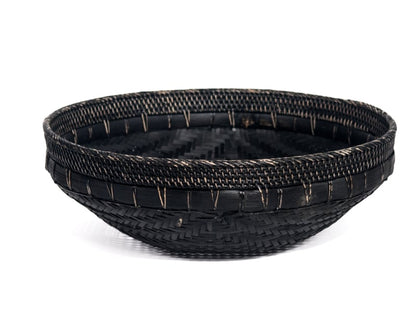 Rotan/bamboe tafel of vloermand zwart