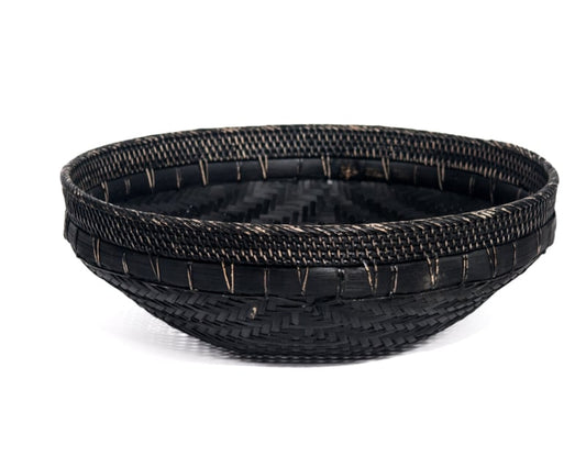 Rotan/bamboe tafel of vloermand zwart