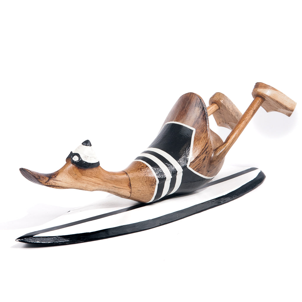Houten eend - surfboard liggend