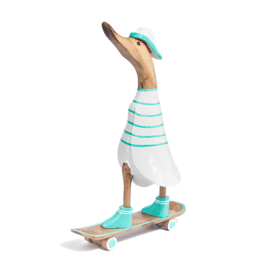 Houten eend - skateboard turquoise