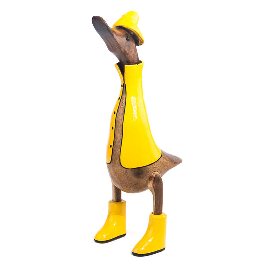 Houten eend - regenpak met kaplaarsjes