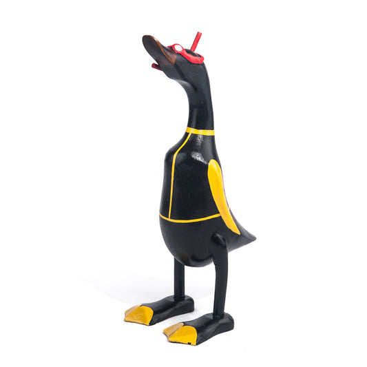 Houten eend - duiker met snorkel