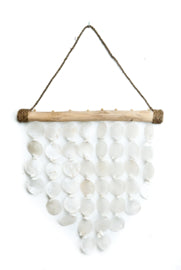 Flat capiz wind chime with white shell