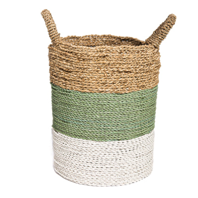 Mand seagrass naturel/groen-grijs/wit