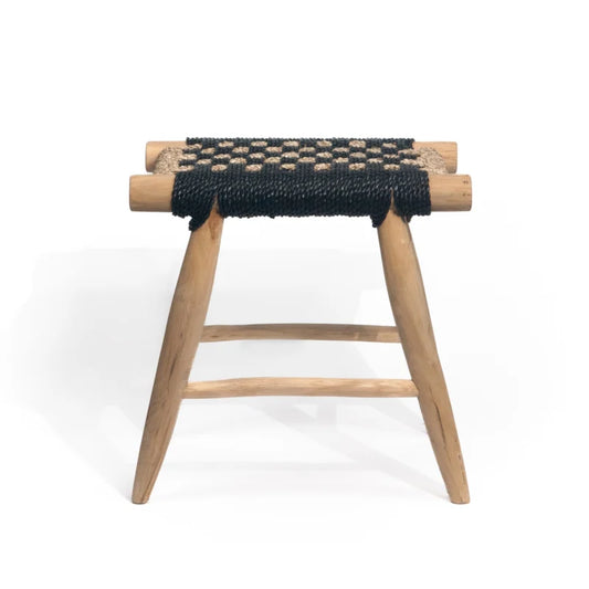Braided seagrass stool black/natural
