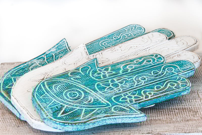 Houten handgesneden hand Fatima 40cm