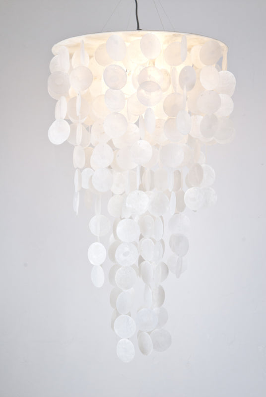 Hängeleuchte aus Capiz-Muscheln, mittelgroß, 40 x 60 cm, weiß